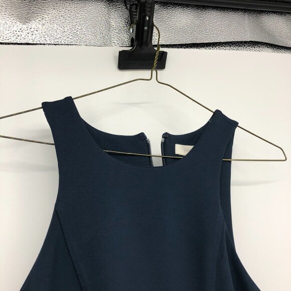 Jonathan Simkhai Navy Blue racerback structured Flared pleated  midi dress - Picture 14 of 14